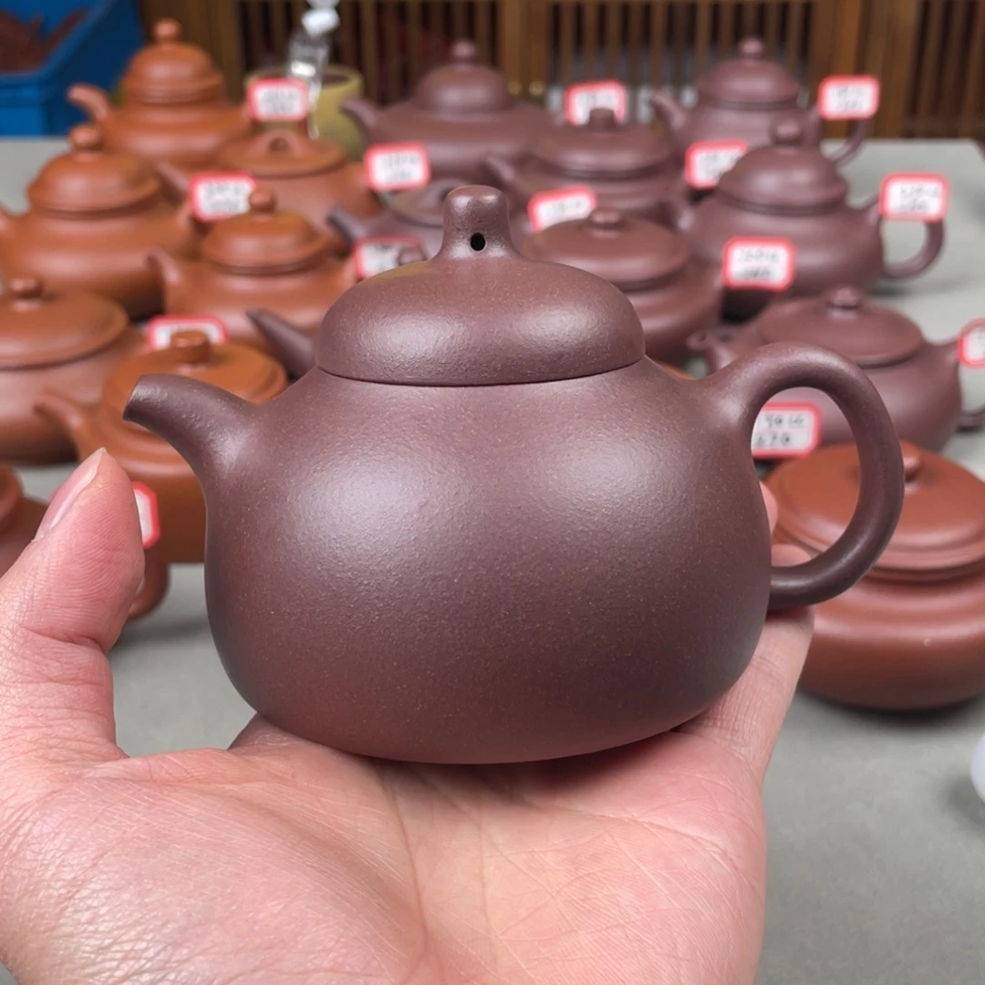 紫砂茶壶半手工紫泥匏瓜壶220c c