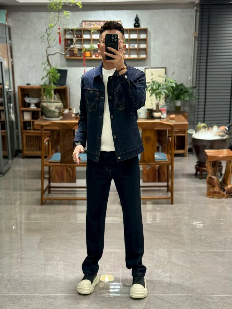 3288欧货秋季时尚休闲水洗牛仔男士痞帅牛仔套装