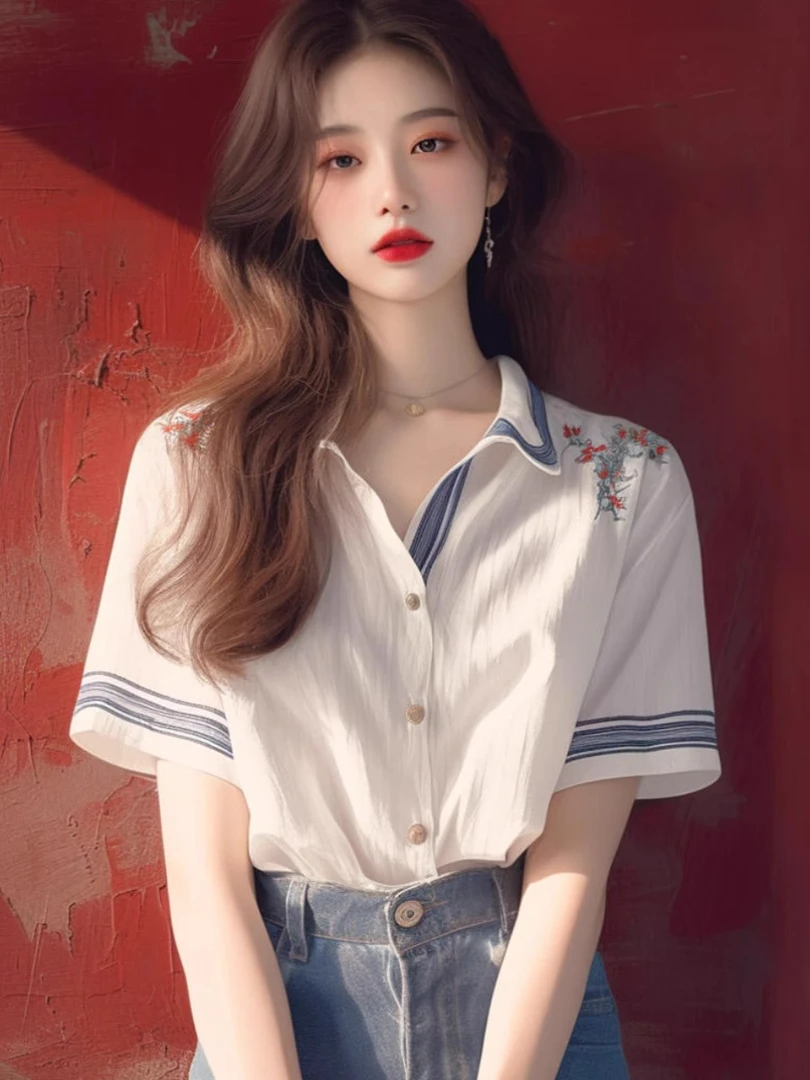 法式轻熟短袖衬衫女设计感小众夏季独特别致漂亮小衫宽松绝美上衣