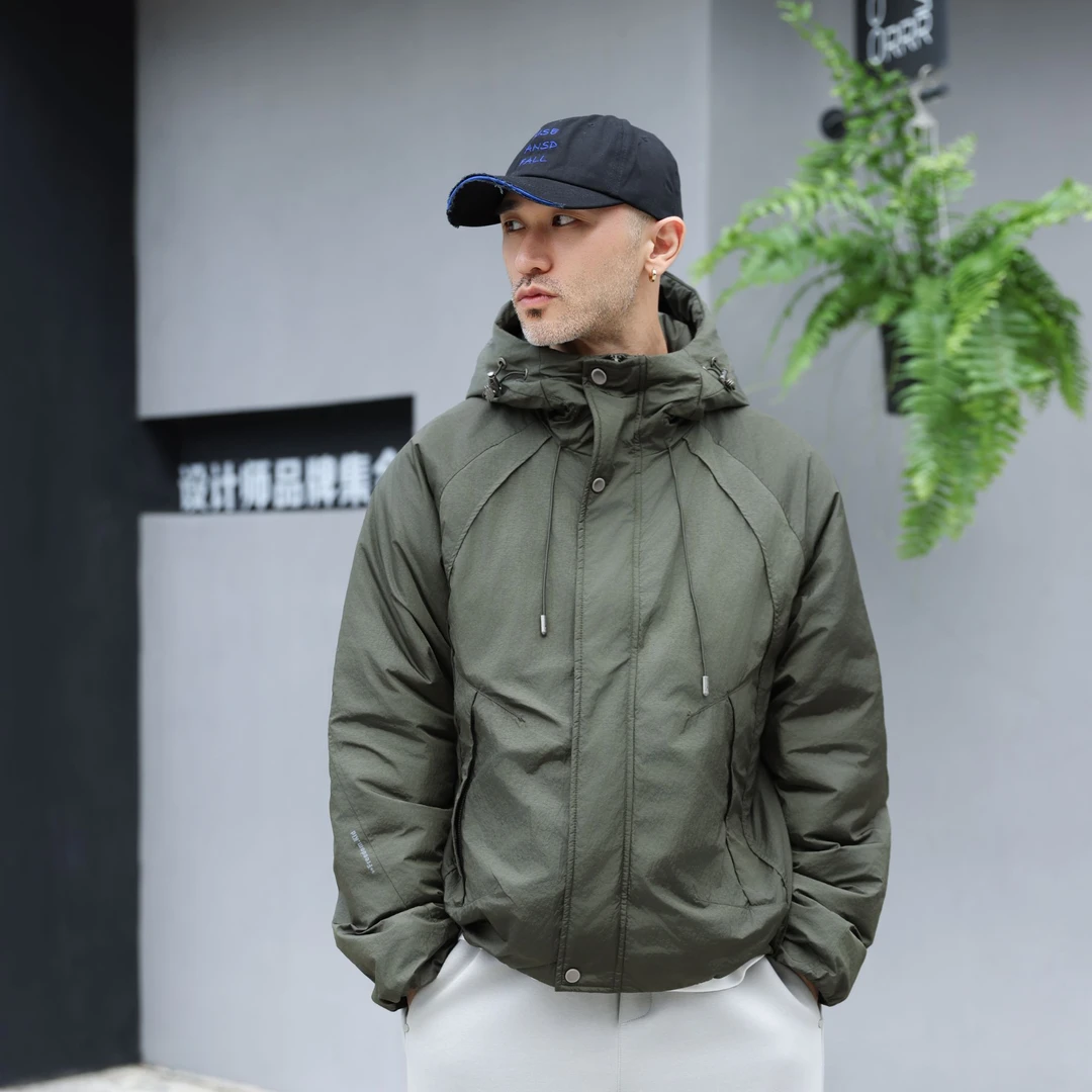 O.L.I.【秋冬款连帽棉服】简约百搭多口袋运动宽松户外冲锋衣外套男