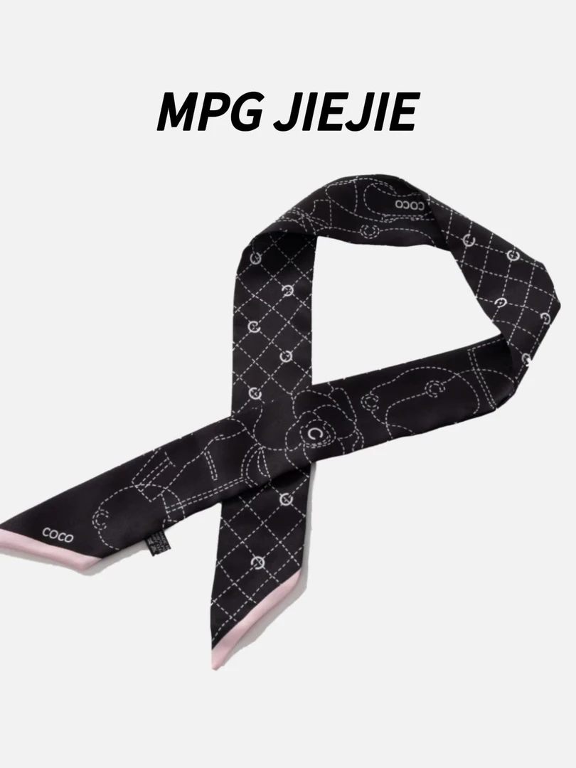 MPGJIEJIE【香榭街】2024时尚百搭女士黑色复古ins丝巾