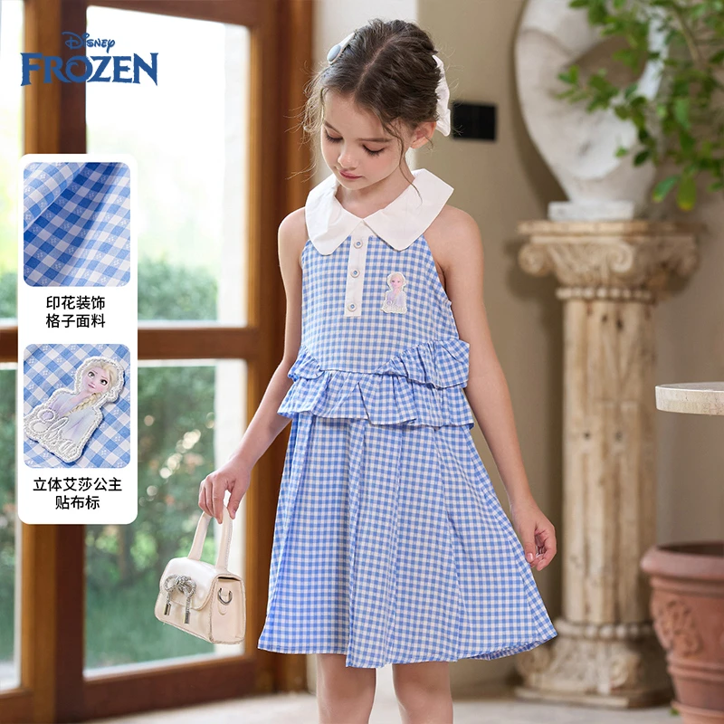 Disney/迪士尼夏季条纹短袖女童连衣裙夏装宝宝格子童裙小童童装