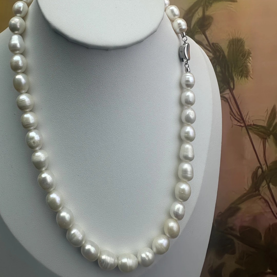 不规则巴洛克9-10mm珍珠百搭素款颈链锁骨链天然淡水珍珠可刮粉