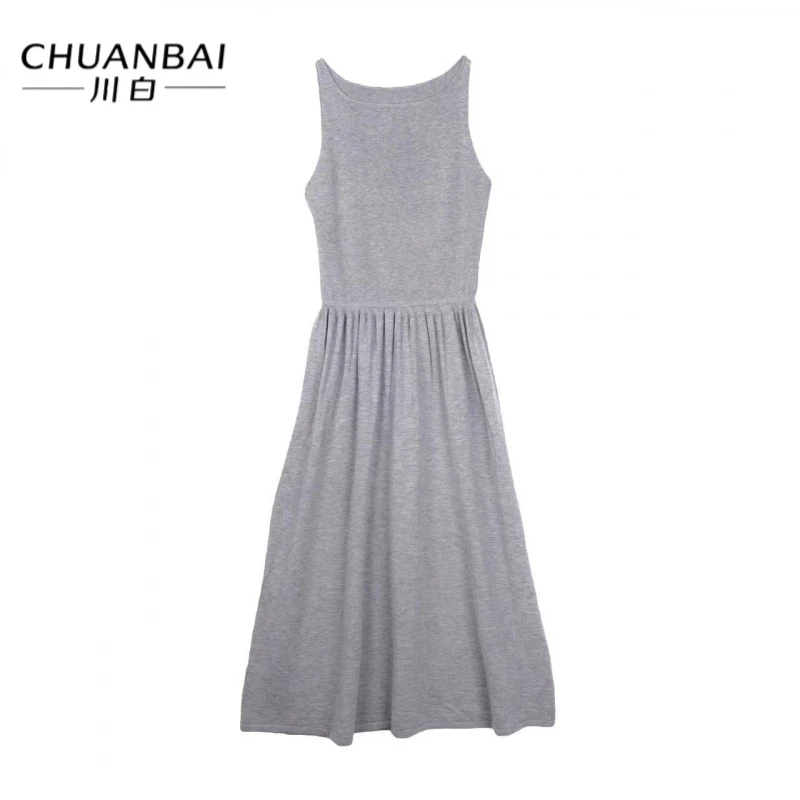 CHUANBAI 超细精纺连衣裙时尚气质爆款休闲纯色显瘦针织裙-2403