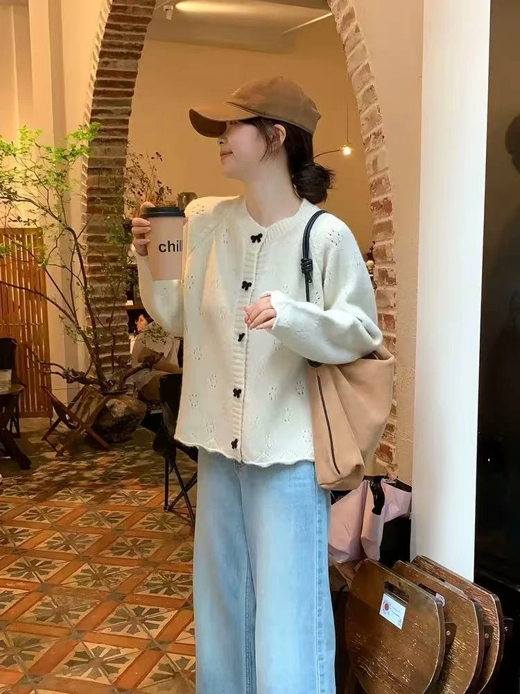 5460  Y88早秋慵懒毛衣开衫外套女初秋高级感针织上衣F14
