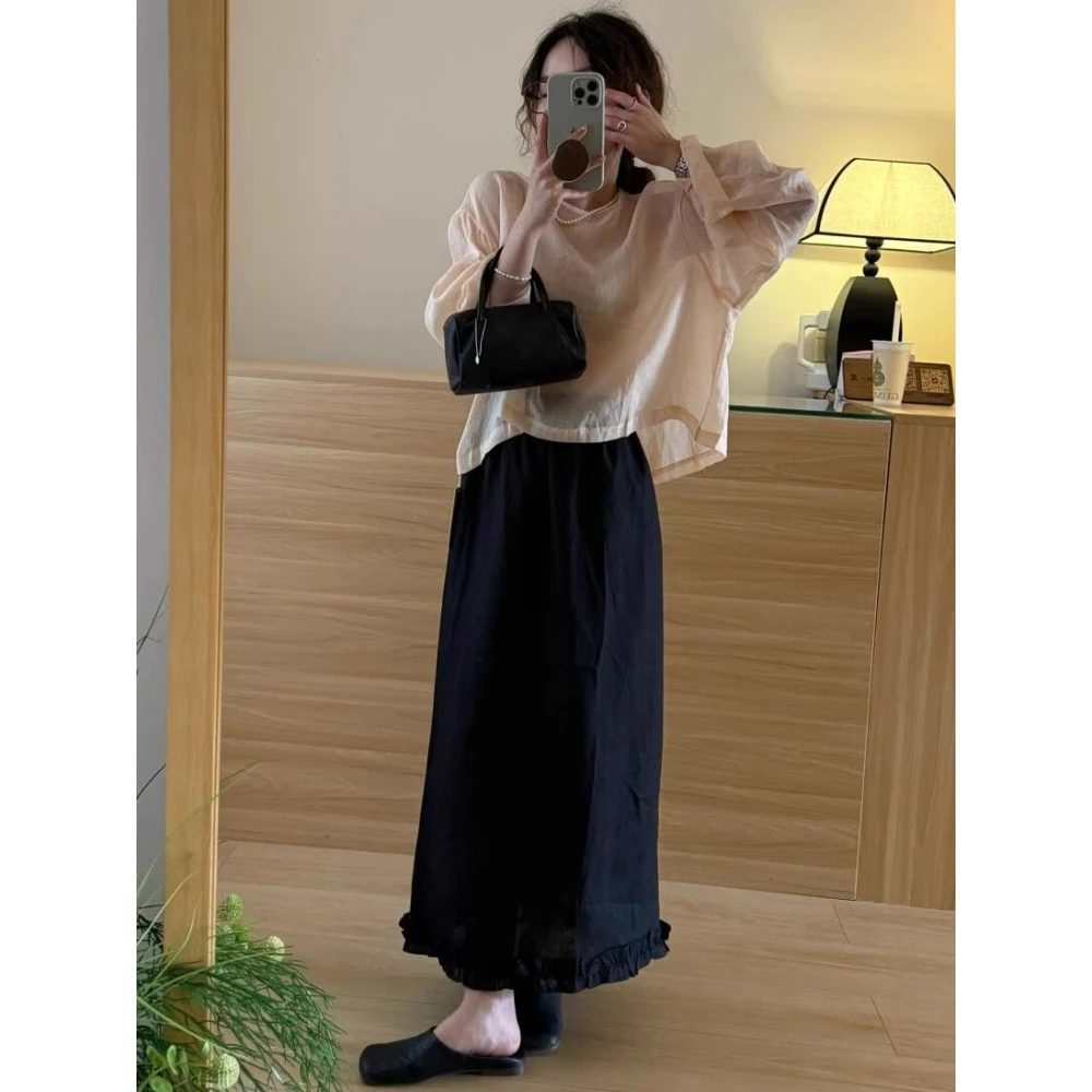 真心漂亮！巨推荐！半身裙女氛围感复古时尚简约百搭慵懒显瘦A字裙
