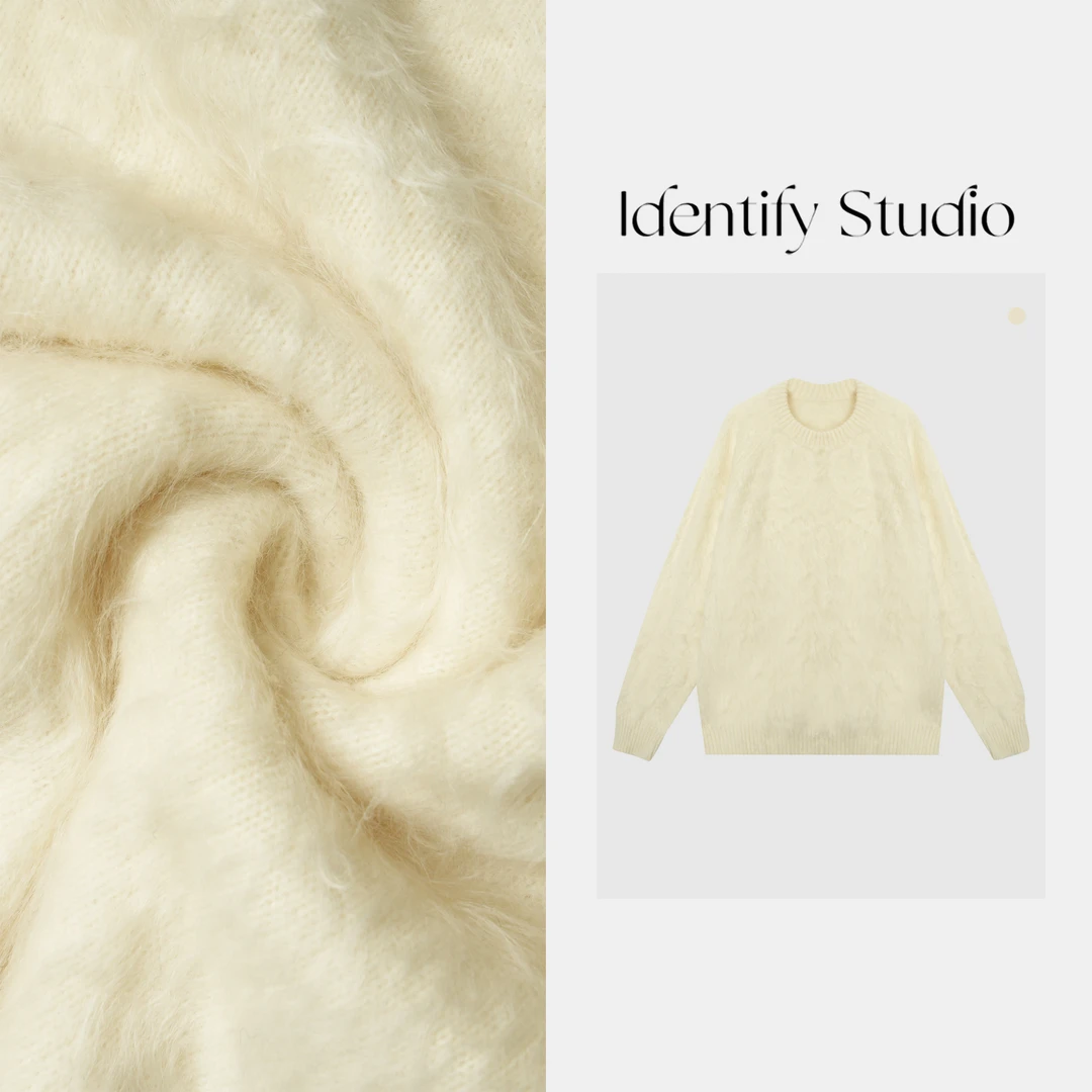 IDENTIFY冬季时尚新款螺纹圆领山羊绒绵羊毛羊毛衫25AWG111729