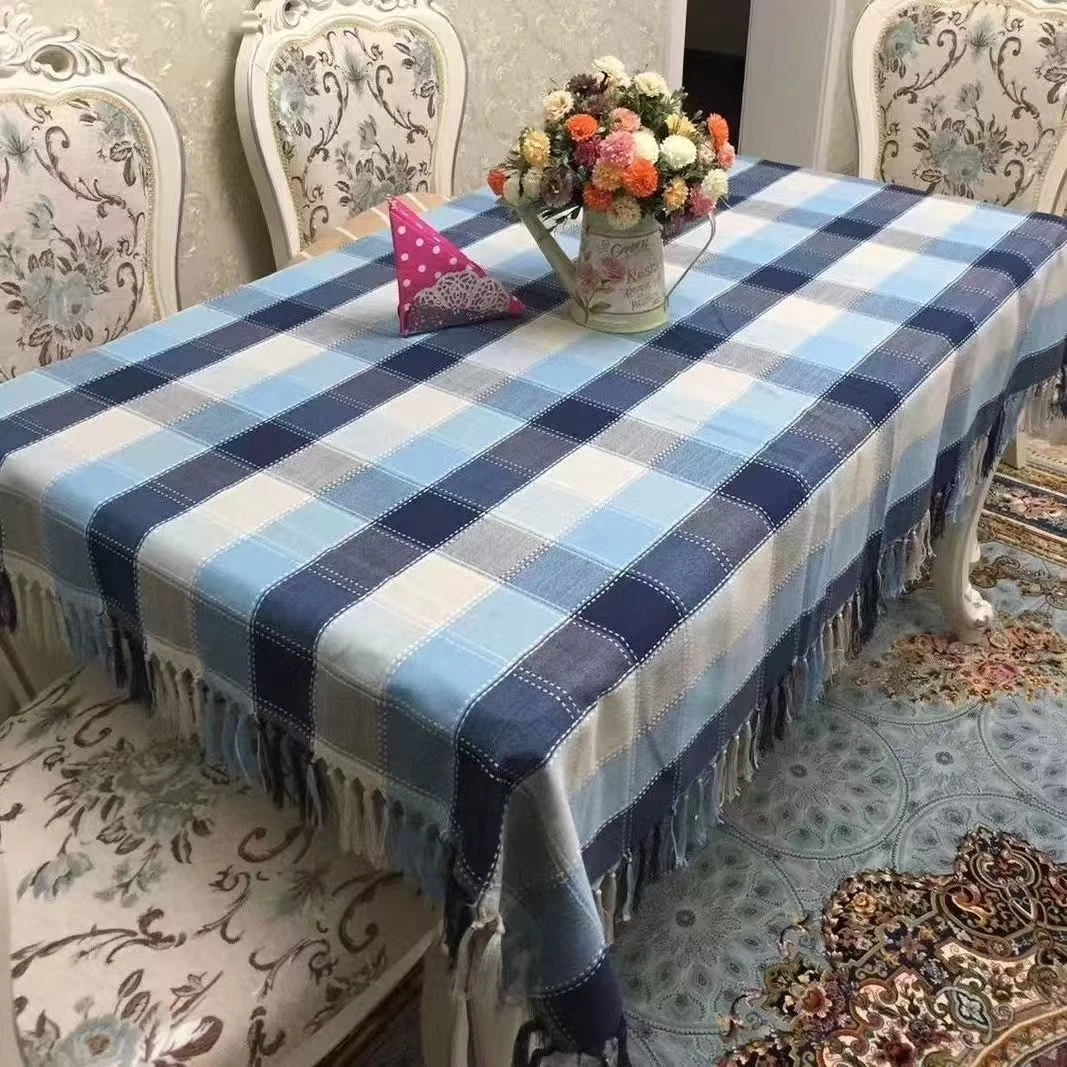 新疆西藏包邮长方形防水加厚格子印花棉麻免洗桌布茶几布
