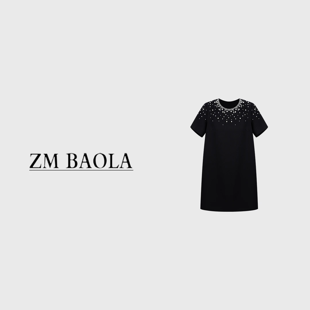 ZM BAOLA【夕岚】经典气质黑色 遮肉显瘦连衣裙BL3216-S2