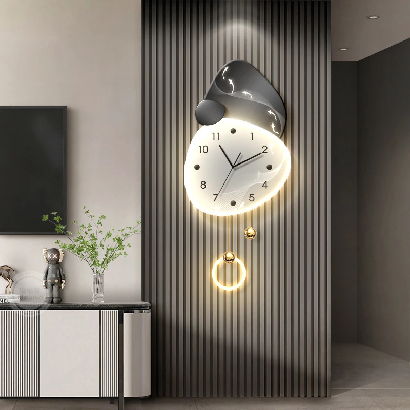 2025新款钟表挂钟客厅轻奢高级感格栅装饰挂件创意时钟壁灯挂墙表