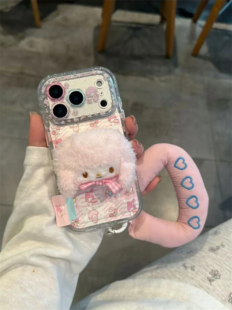 甜美粉白条纹宫格美乐蒂小羊适用iPhone17pro手机壳苹果16pro新15