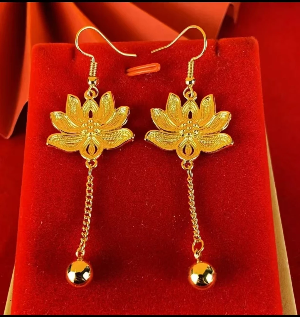 【好事莲莲】新中式国潮古法花丝莲花荷花耳坠ins