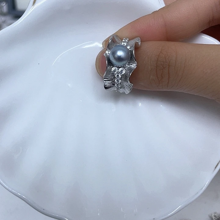 银S925镶嵌戒指海水珍珠