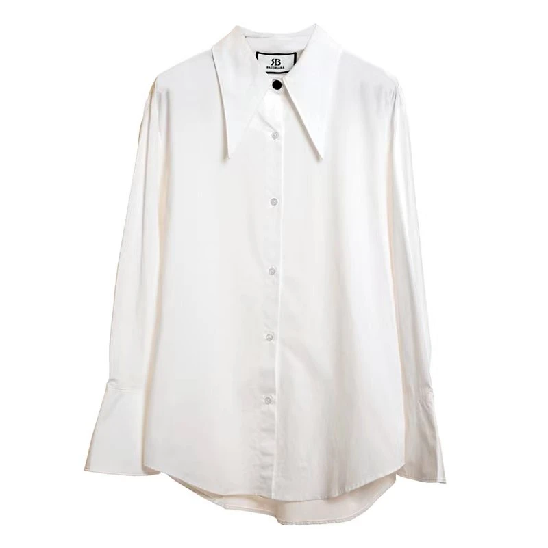小尧【BASSINIANA】设计师款秋冬内搭打底气质白衬衫2210204
