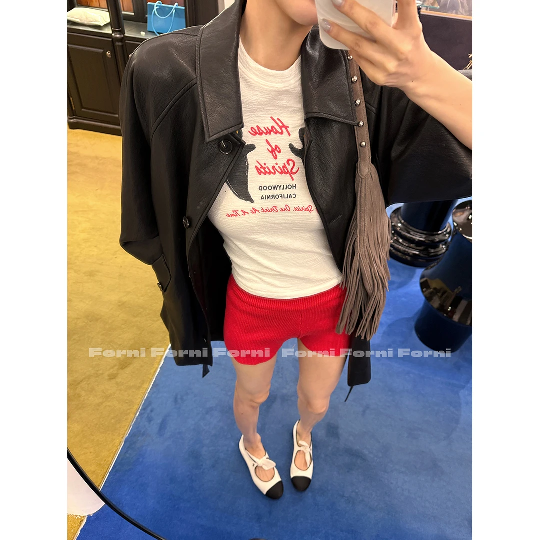 FORNI 可爱鬼幽灵Tee 有机精梳棉小幽灵印花修身短袖T恤