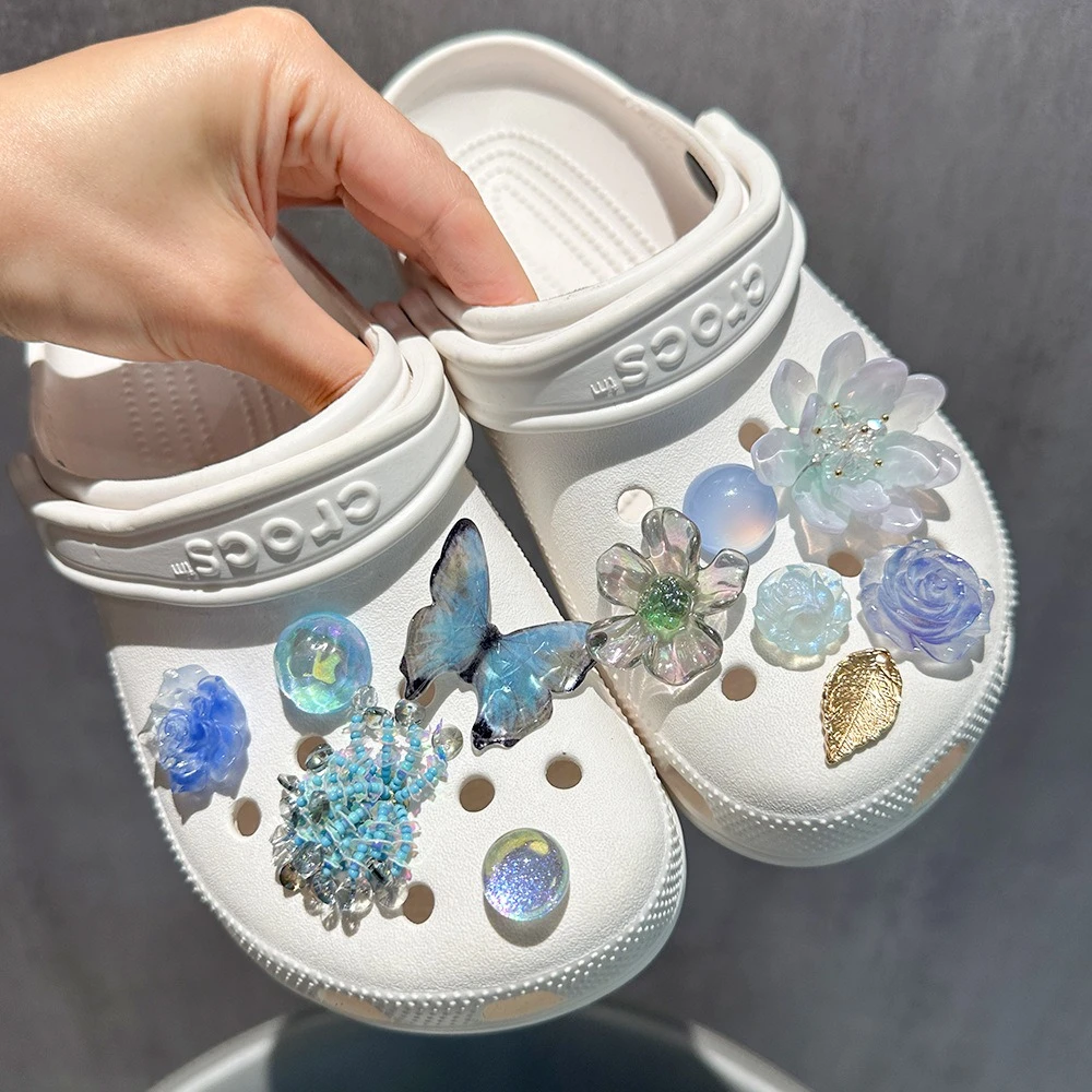 洞洞鞋配饰白鹿同款高级感洞洞鞋装饰配件适配卡洛驰珍珠鞋花DIY