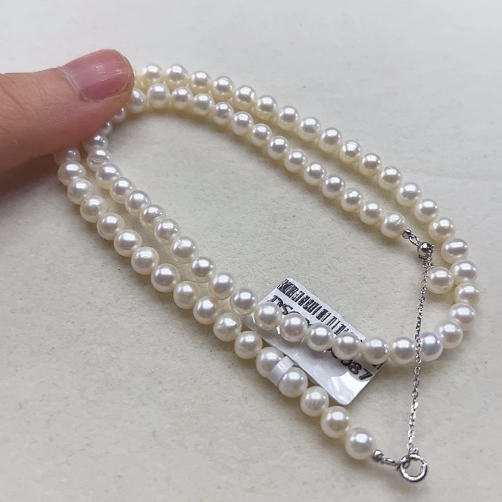 淡水珍珠颈饰银S925镶嵌➕5
