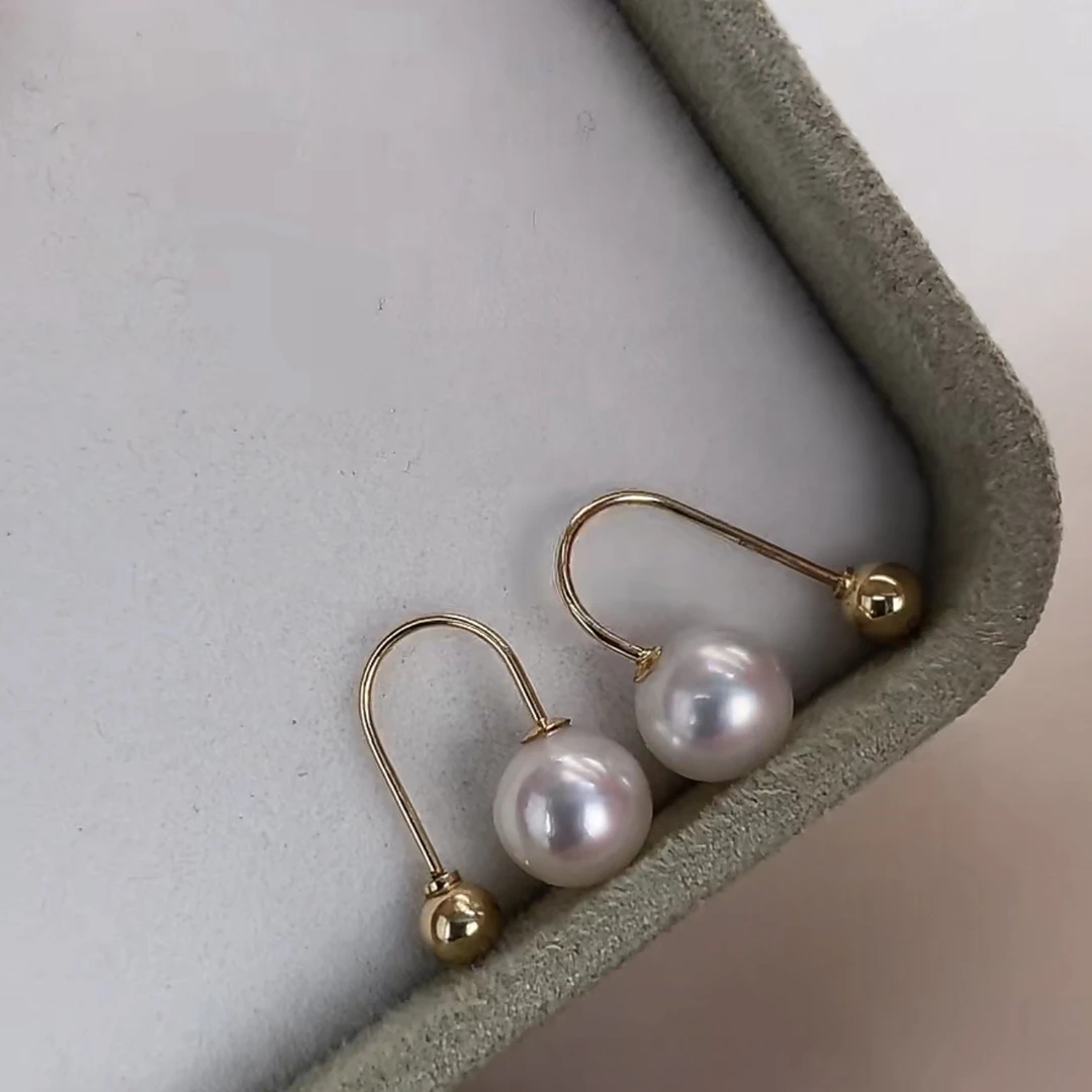 18k金海水Akoya珍珠多带款耳饰