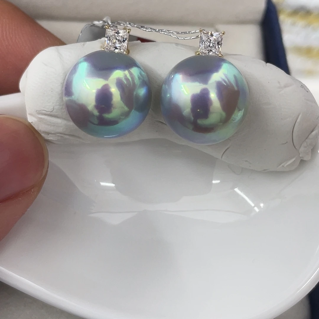 耳饰未镶嵌拼合珍珠（马贝珠）海水马贝13.5mm