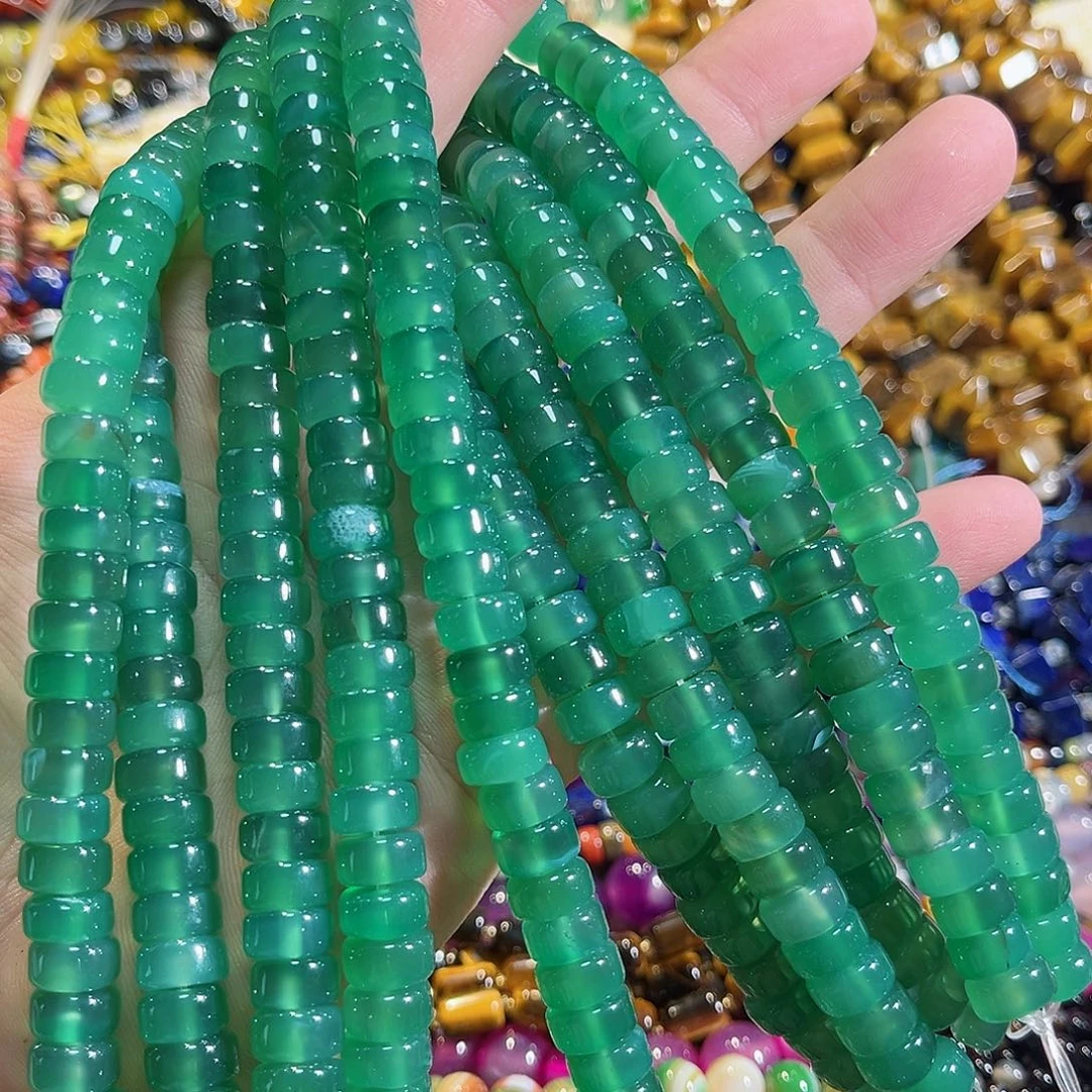 玛瑙/玉髓未镶嵌珠宝半成品绿玛瑙直切一条10mm