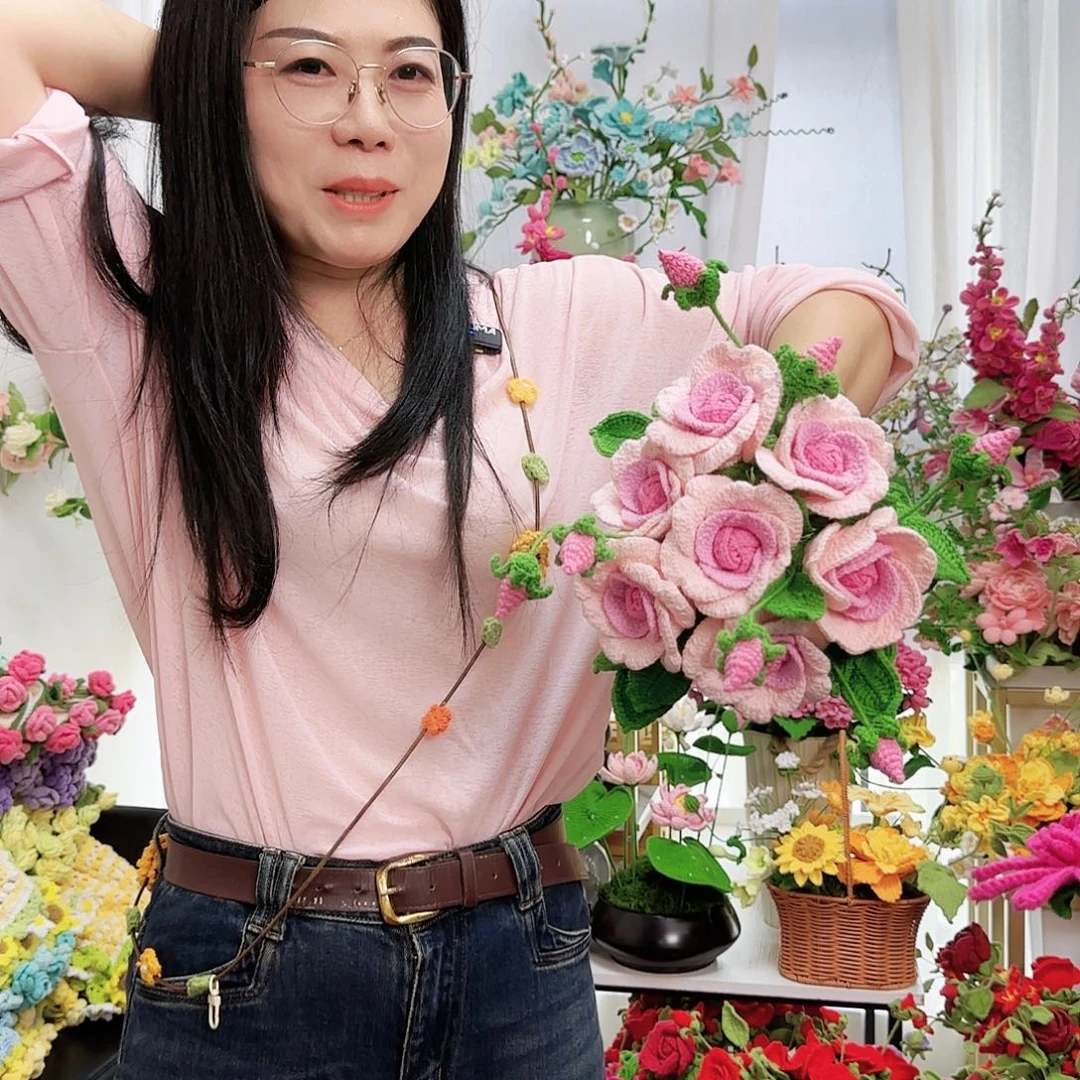 莱赛尔纤维棉手工钩织花束