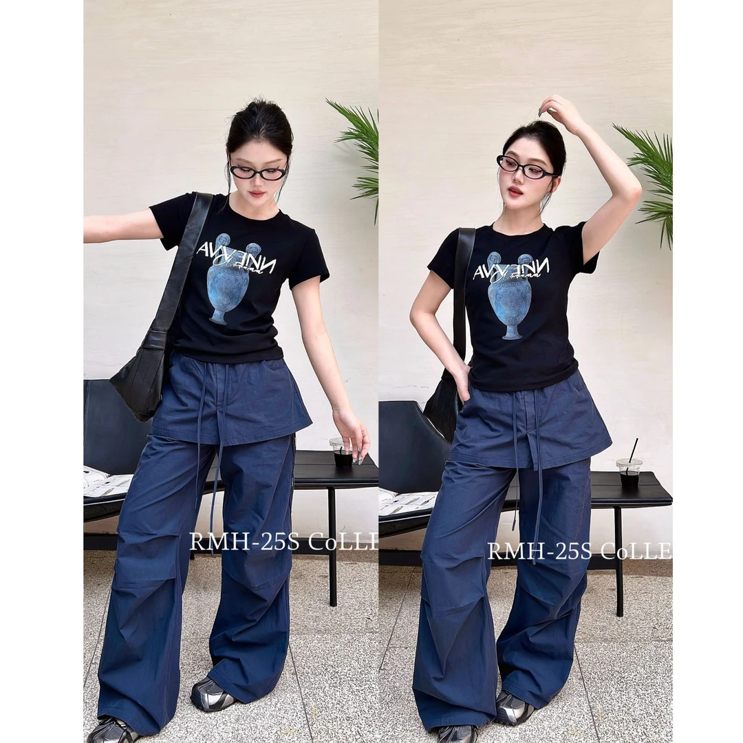 【YIBUDAOWEI】夏季小众字母印花小版短袖T恤修身显瘦 250308