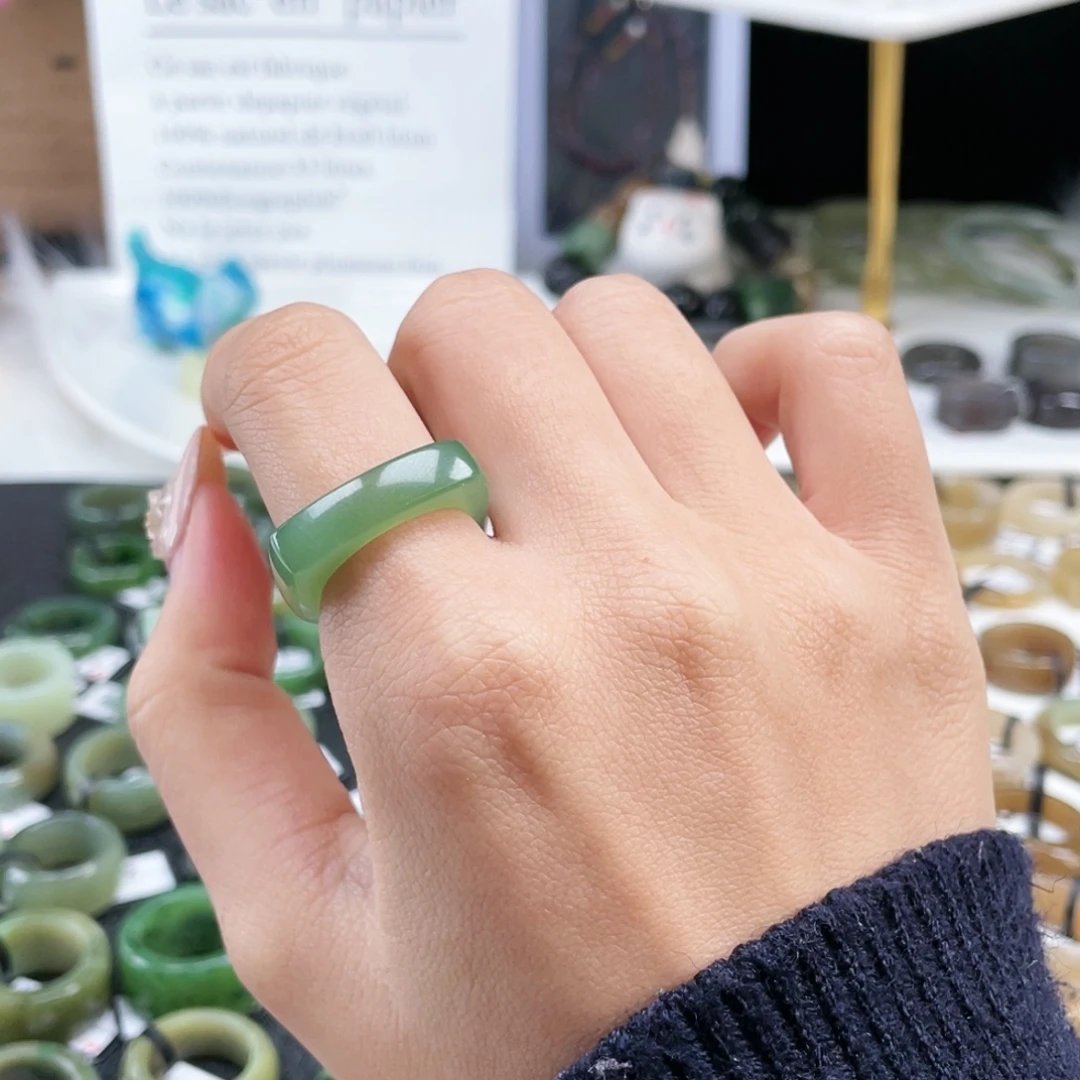 和田玉未镶嵌戒指P87苹果绿马鞍16.7不退换