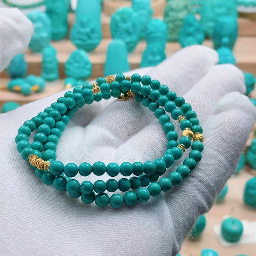 绿松石18K金镶嵌毛衣料