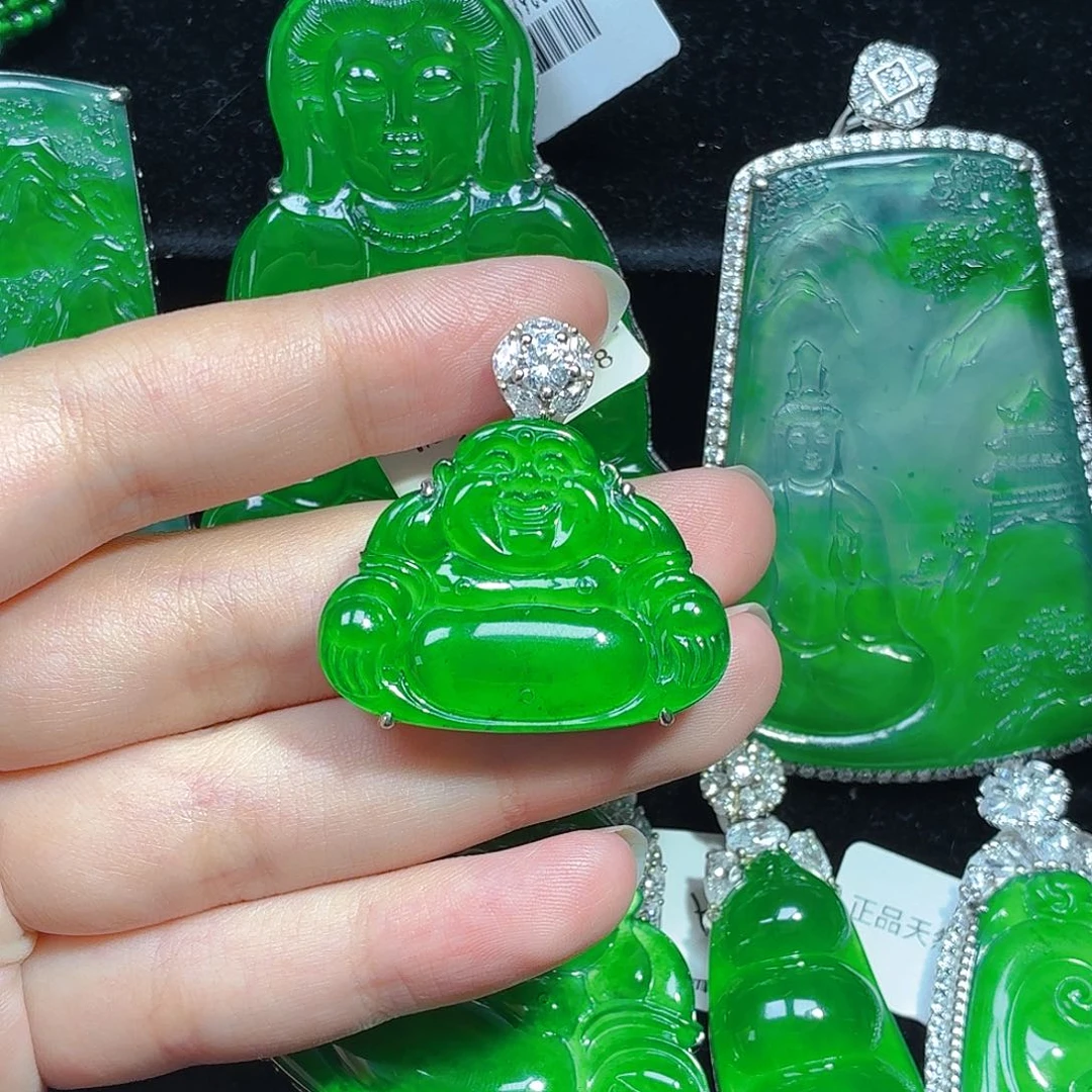 翡翠银S925镶嵌颈饰天然A货翡翠