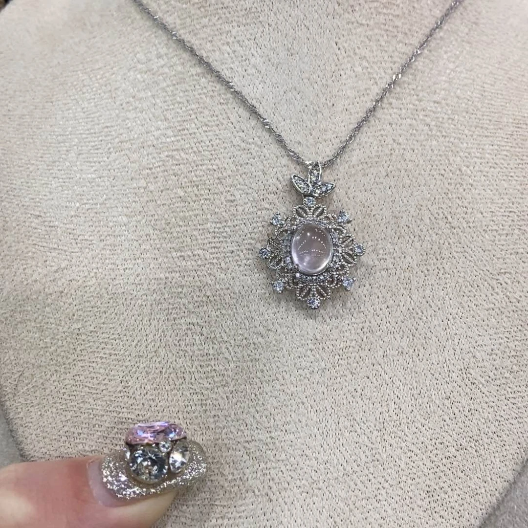 颈饰银S925镶嵌芙蓉石