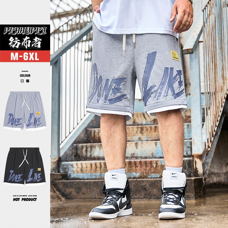 纺布者潮牌大码夏季短裤男宽松五分运动裤休闲短卫裤男X1730