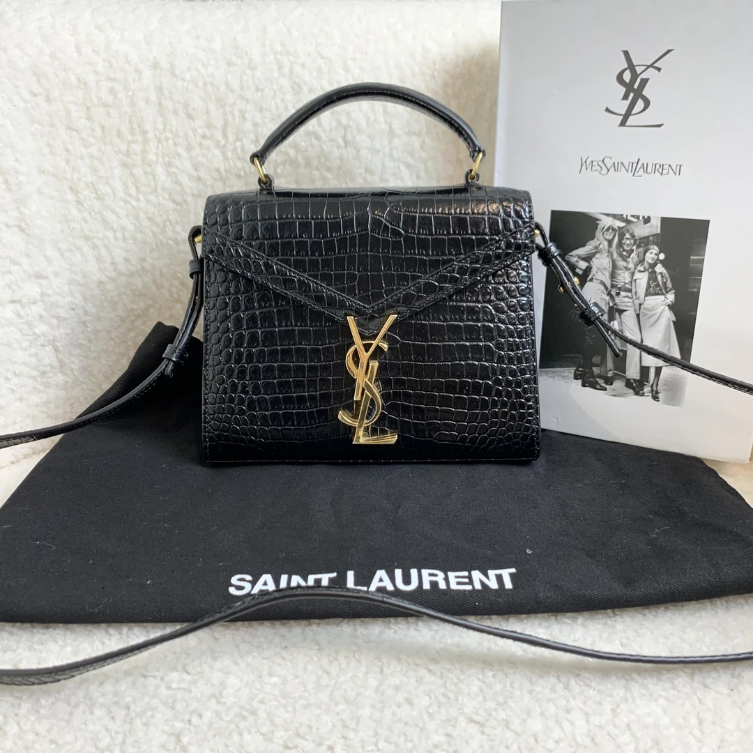 99新 YSL/圣罗兰 壹臻/黑金Cassandra小号手提包61784695