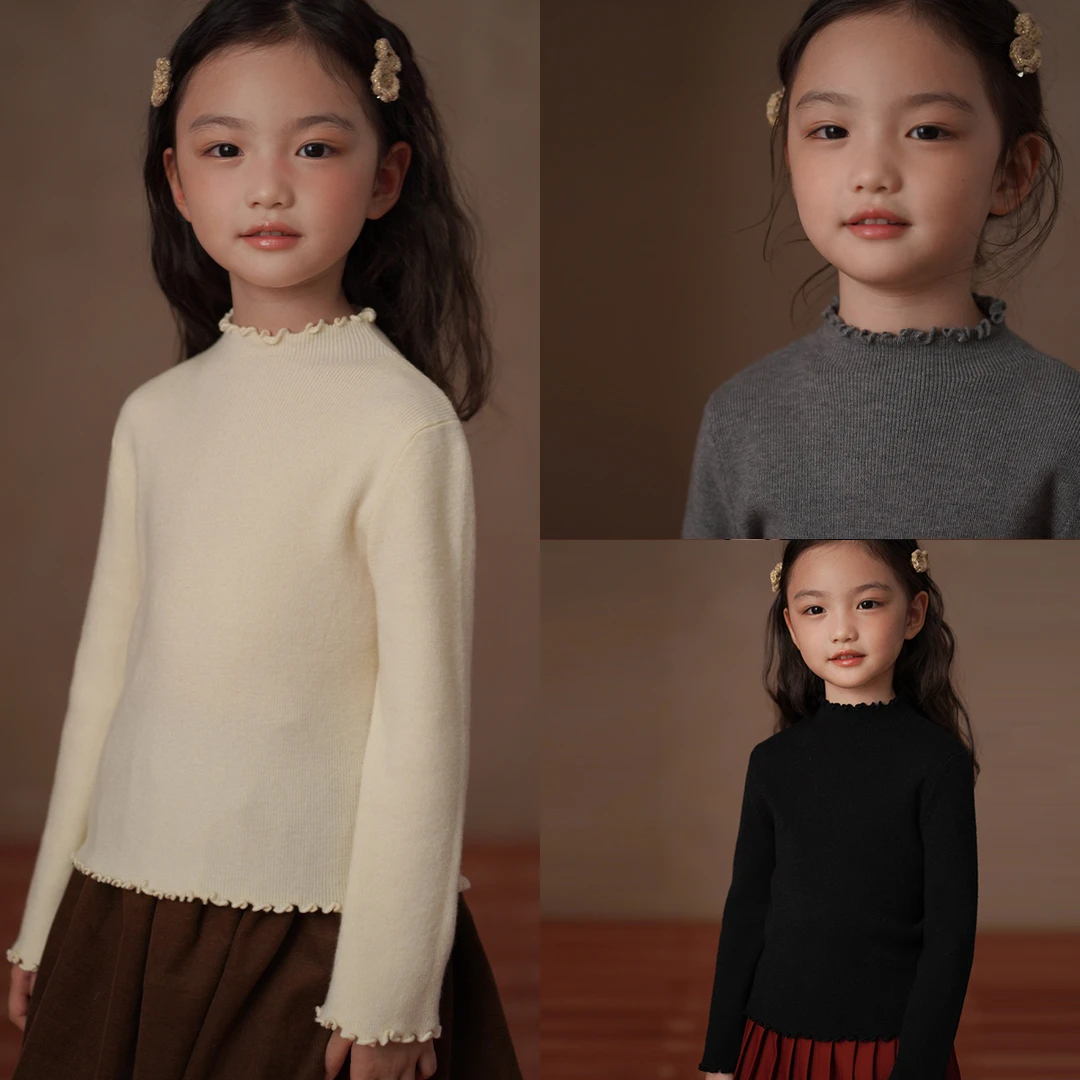 哈齿童装秋冬儿童纯色毛衣百搭修身针织衫女童亲肤打底衫女孩上衣