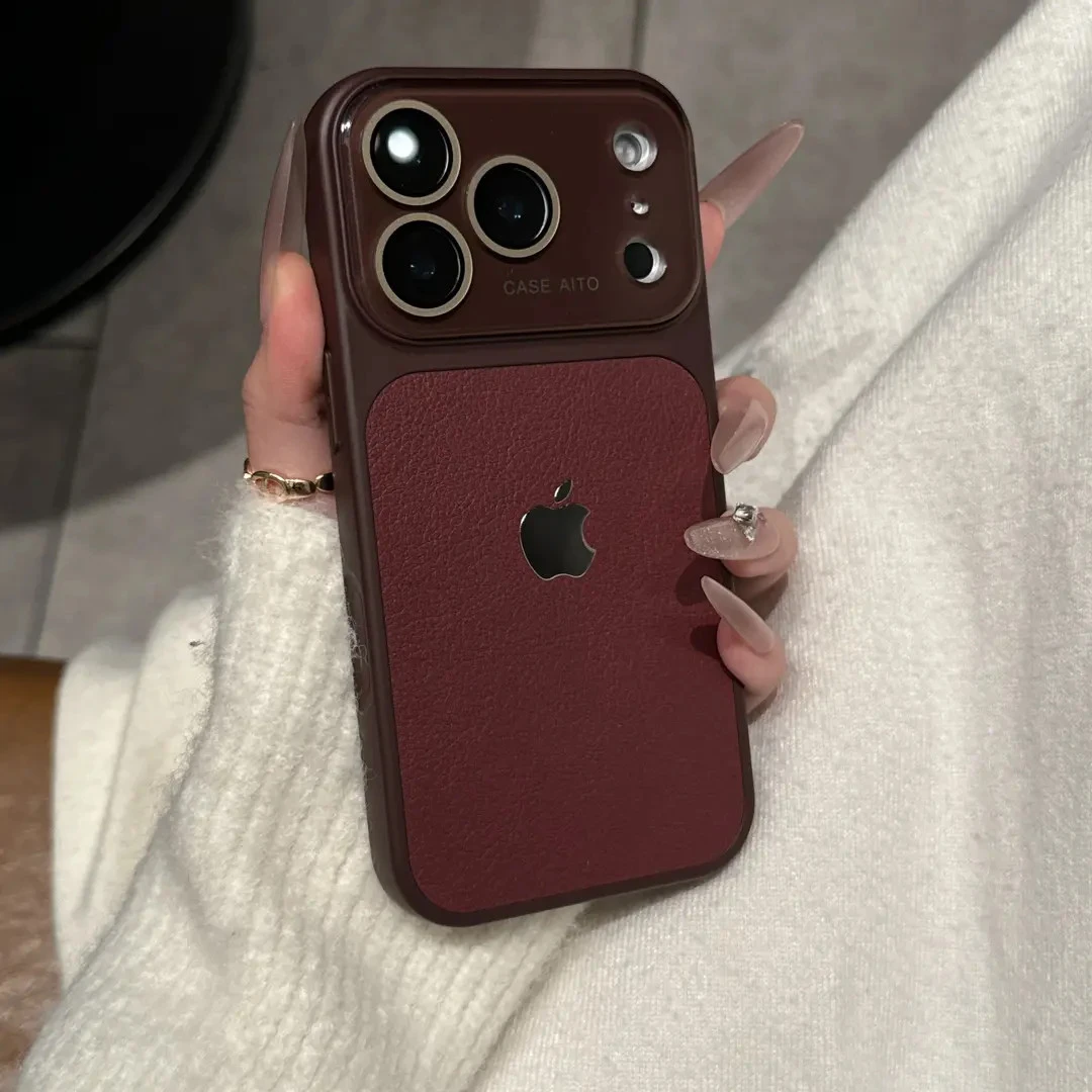 秋冬复古高级皮纹适用苹果17promax手机壳iPhone16/15秒变14/13女