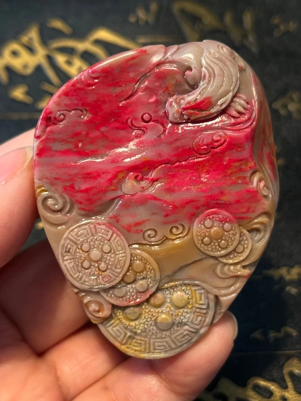 昌化鸡血石手把件