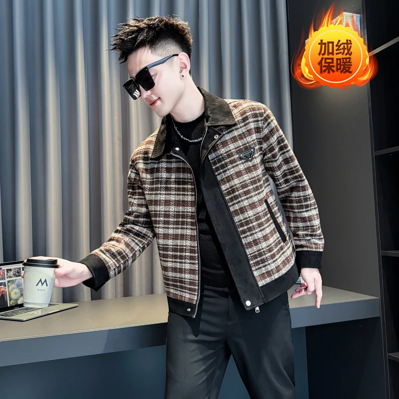 外套男款秋冬季加绒加厚保暖上衣2025新款高级感潮牌痞帅翻领夹克
