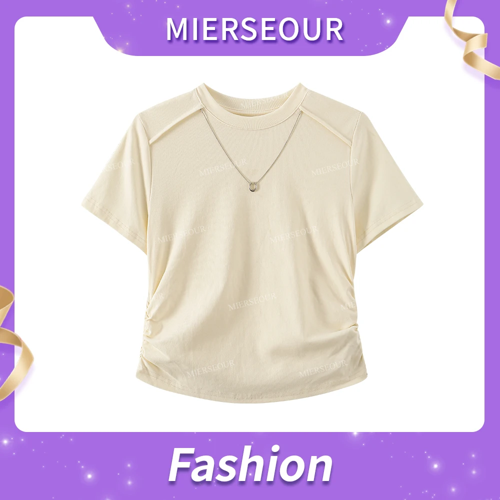 【旧梦心迹】简约链条设计修身T恤短袖5291时尚