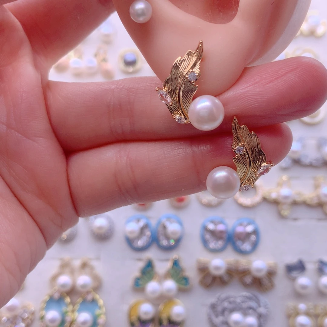 合金淡水珍珠耳饰