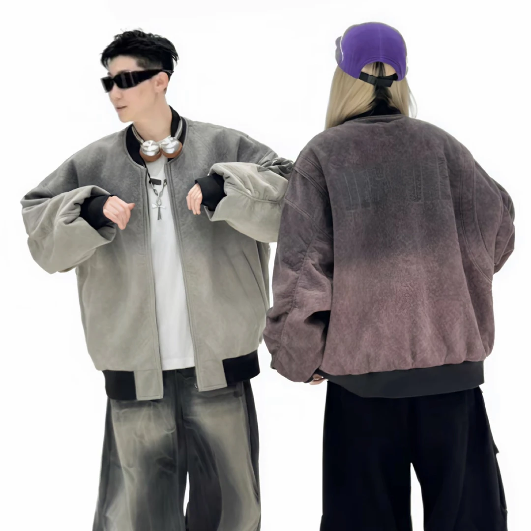 潮牌假两件高街情侣棒球服秋款夹克95519/B0