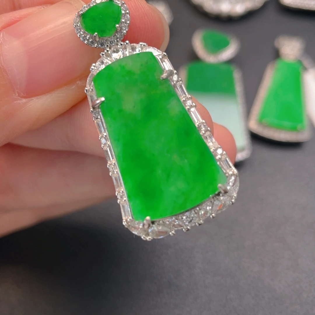 翡翠银S925镶嵌吊坠(不含链)