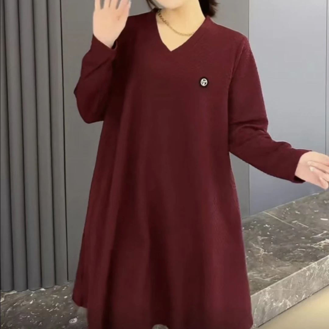 2585大码遮肉显瘦高弹力连衣裙