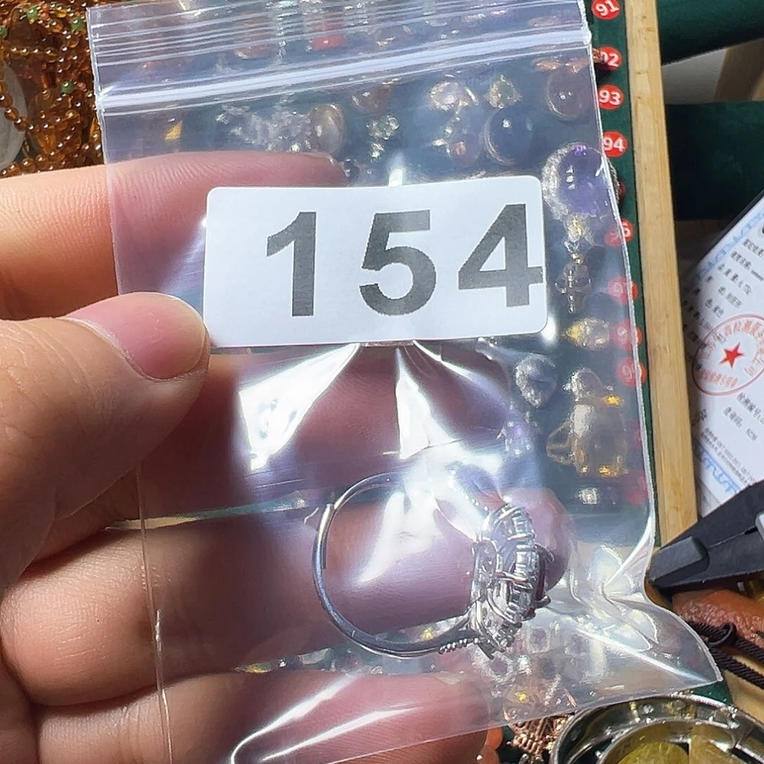 红宝石戒指银S925镶嵌杠*