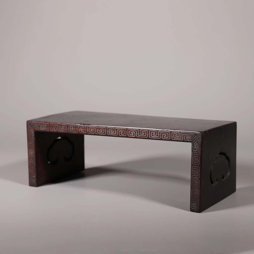 LOT070921 清 紫檀嵌银丝足几