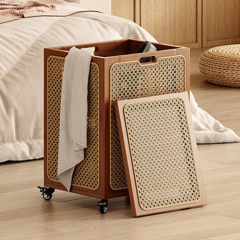 新疆西藏包邮藤编脏衣篓家用带盖收纳篮高颜卫生间脏衣篮大容量带