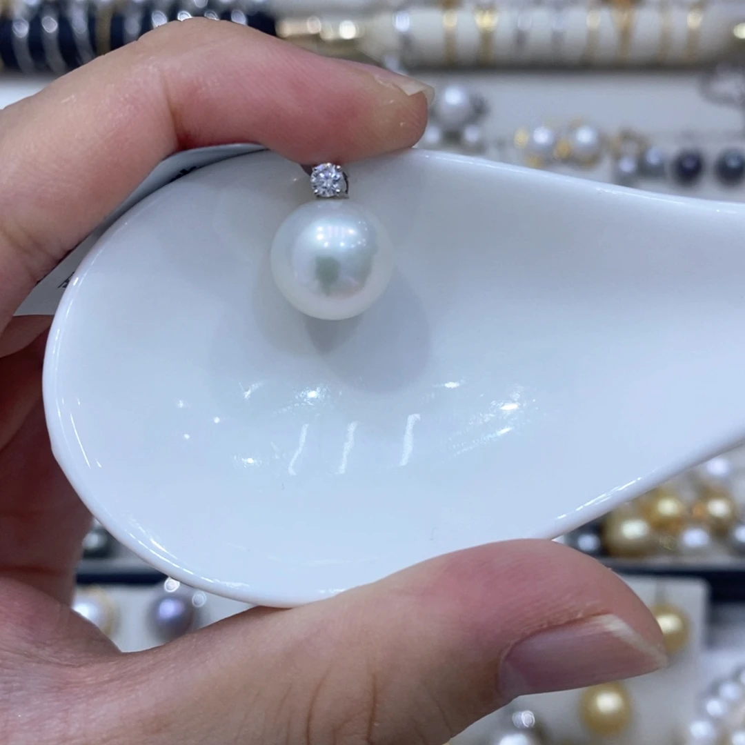 欢***～吊坠(不含链)18K金镶嵌淡水珍珠