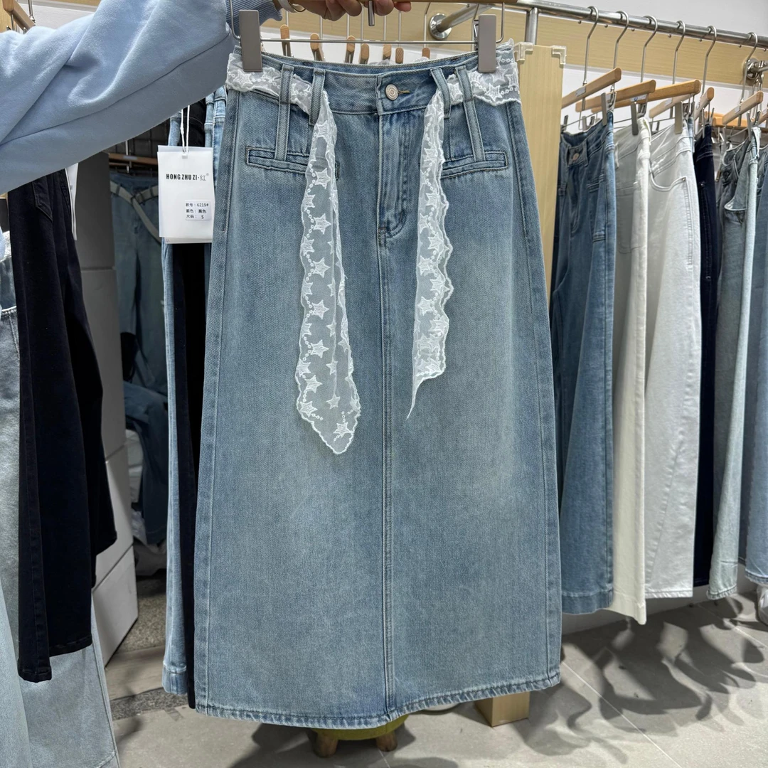 3月3龙哥家～春款后开叉无弹力牛仔半身裙3272裙长83公分左右