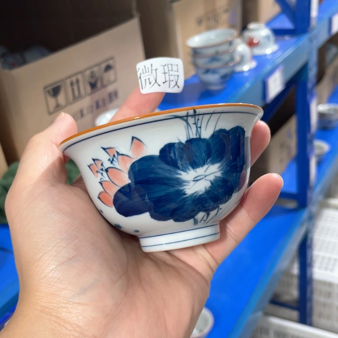 釉下手绘茶具微瑕