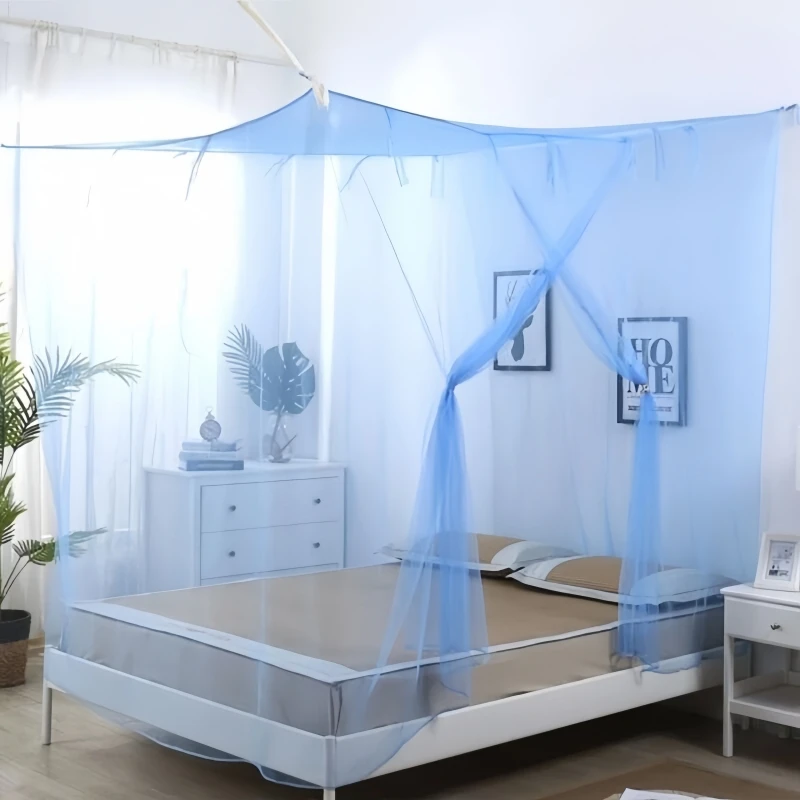 老式家用蚊帐出租房卧室防蚊单门方顶加密帐子双人床简约大床文帐