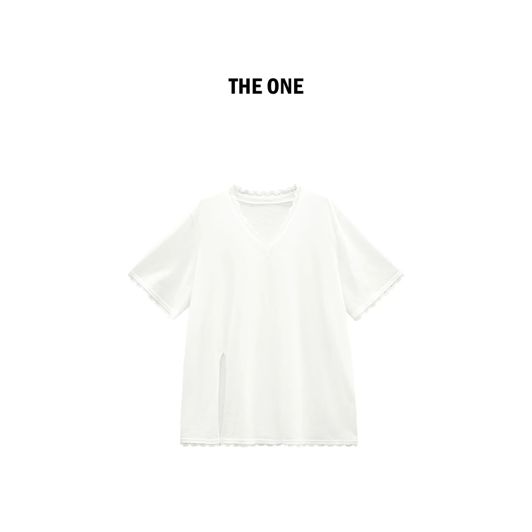 【AZE JIA】云涧 新款欧若风百搭宽松V领短袖T恤 LF50329T3