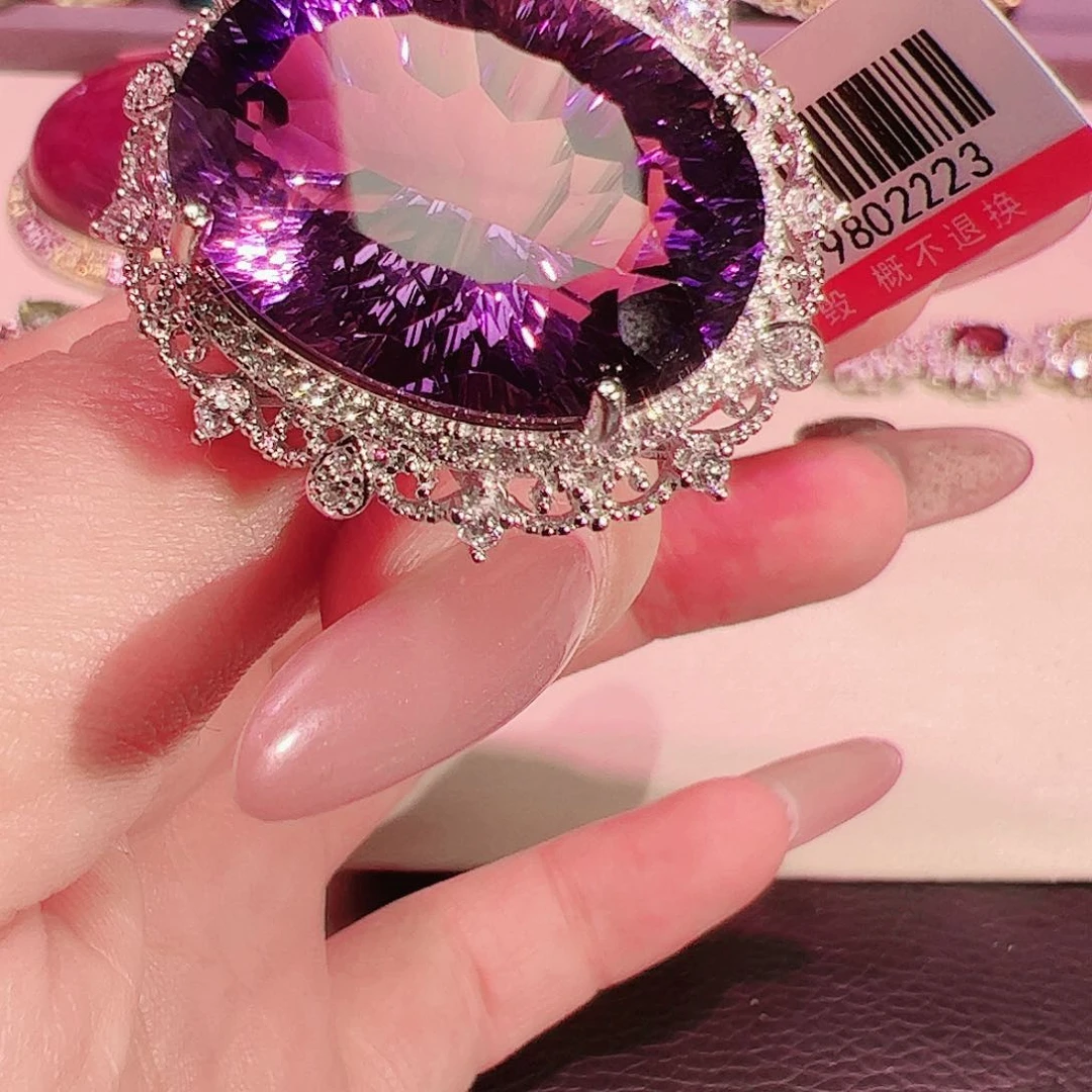 紫晶紫水晶银S925镶嵌